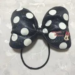 ディズニー　ミニー　ヘアゴム　ラメ　キラキラ　黒　ブラック　廃盤