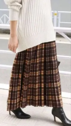 IENA チェックプリーツスカート 38