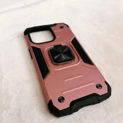 iPhone 13 pro ケース スタンドリング付き ピンク/ブラック