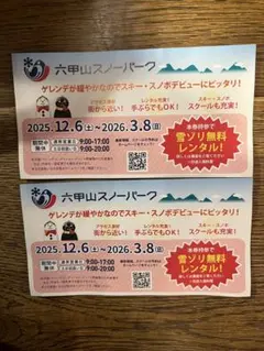 六甲山スノーパーク 雪ソリ 無料 チケット 2枚
