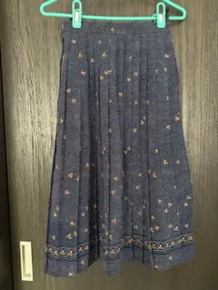 東京スタイル ネイビー ドット 花柄 プリーツスカート 昭和 レトロ