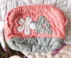 在庫一掃セール!!バイカラーポーチ♡モンステラ♡ローズピンク♡ハワイアンキルト