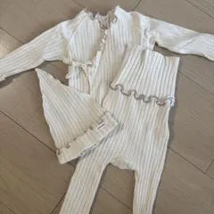 【美品】Peekaboo韓国ベビー服 ニューボーン上下セット 帽子付き
