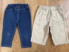 無印良品　デニムハーフレギンス、ハーフパンツ　2点セット