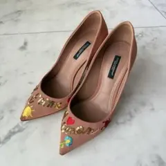 Dolce&Gabbana 刺繍スパンコール付き ピンク パンプス 23cmのサムネイル
