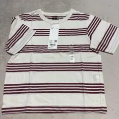 ユニクロ　ボーダークルーネックTシャツ(半袖) 110cm ホワイト　白のサムネイル