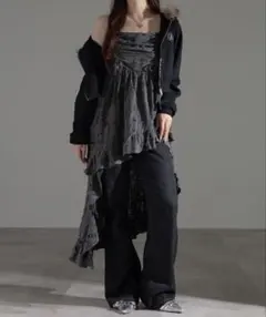 フリルワンピース ロングワンピース