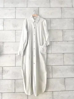 GALERIE VIE コットンストレッチブロード ロングシャツワンピース