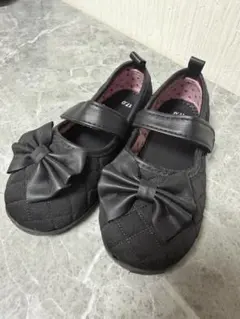 キッズ リボン付き黒フォーマルシューズ 17cm