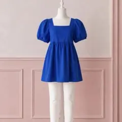 ロイヤルブルー パフスリーブ チュニック Freeサイズ 美品　青のサムネイル