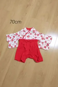 【美品】桜模様 袴ロンパース70cm