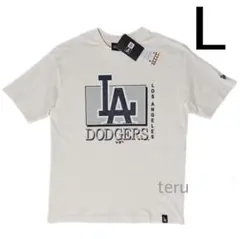 ニューエラ ドジャース LA tシャツ 半袖 ベージュ オフホワイト 白 海外Lのサムネイル