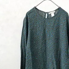 H&M ブラウス 長袖 クルーネック 総柄 柄トップス 薄手 きれいめ オフィスのサムネイル