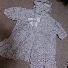 パーカー付き 半袖シャツ  アンサンブル