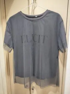 しまむら ELICIT チュール重ね Tシャツ グレー M