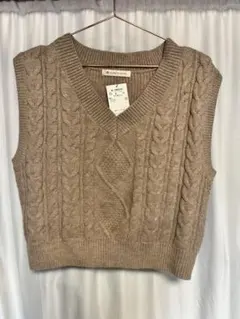 MAJESTIC LEGON ベージュ Vネック ニットベスト M
