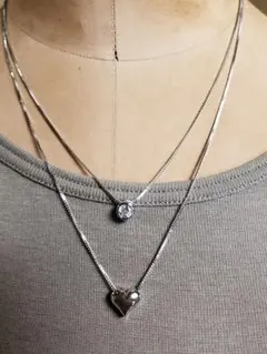 新品★　シルバーコーティング　CZ　ダブルネックレス