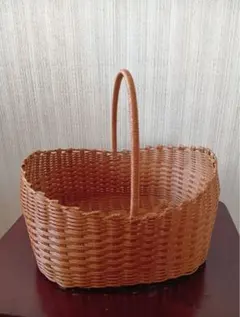 天然素材　ハンドル付きバスケット