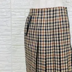 ダックス スカート ひざ丈 L チェック柄 ウール 美品【2695-19】