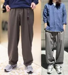グラミチ BEAMS ビームス 別注 ドライタッチ ワイドスラックス Lグレー