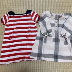 美品　プチバトー　ワンピース2枚セット　長袖　半袖　70 80