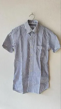 美品 GREEN LABEL メンズ シャツ ストライプ Sスリムフィット 半袖