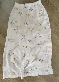 タイト　ロングスカート　花柄　薄ピンク　古着　ヴィンテージ