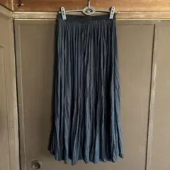 ダークブルー プリーツロングスカート L