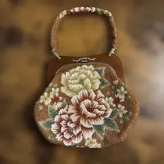 【美品】　着物用ビーズ刺繍バッグ•昭和レトロ‼️