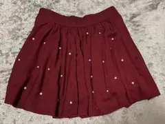 INGNI パール付きフレアミニスカート ボルドー