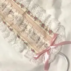 ハンドメイド ヘッドドレス 花柄 アンティーク クラシカル ロリィタ ピンク