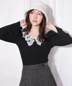 Rirandture リボンレースニットプルオーバー