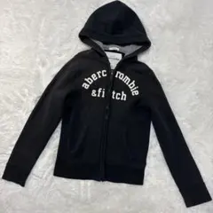 アバクロAbercrombie & Fitch ロゴパーカー 黒 XL キッズ