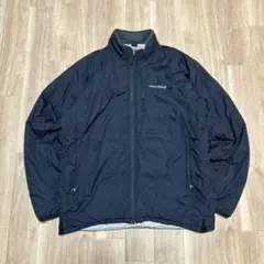 肉厚極暖 mont-bell （モンベル）2way ダウンジャケット ネイビー×パープル 刺繍ロゴ メンズM 最高品質「EXダウン」で暖かく、快適に｜モンベル