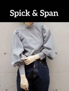 【美品】Spick & Span / スタンドカラー ギンガムチェックブラウス