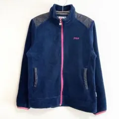 FILA フィラ フリース ジャケット M 紺 ネイビー ロゴ レディース 上着