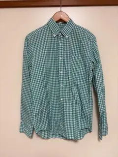 グリーンチェック長袖シャツ