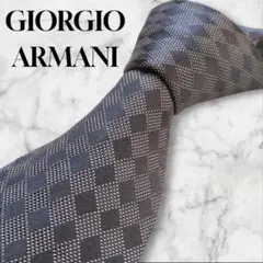 GIORGIO ARMANI　ネクタイ　市松模様　シルク　ブラック　アルマーニのサムネイル