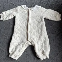 アイボリー キルティング 襟付きロンパース