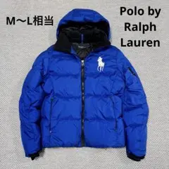 美品 ポロバイラルフローレン 90s ダウンジャケット ビッグポニー ブルー M