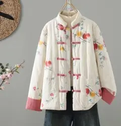 刺繍 プリント チャイナボタン カジュアル 保温 アウター レディース 