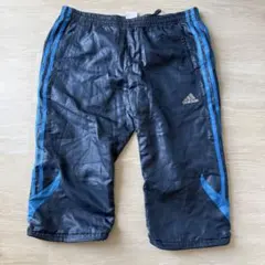 adidas（アディダス）3本ライン ハーフ丈 ジャージパンツ ネイビー×ブルー