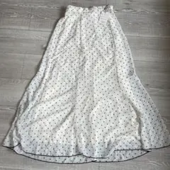 新品タグ付き GRL グレイル ドット柄ロングスカート M 白黒 フレアスカート