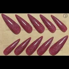 ロングポイント　ギャルネイル　ピンクフラッシュラメ③ ネイルチップ