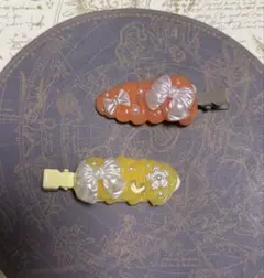 前髪クリップ ハンドメイド ホイップデコ 【オレンジ 黄】<3>