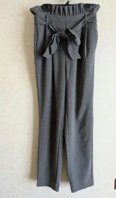 GU ウエストリボン付きカジュアルパンツ グレー