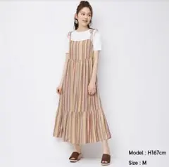GU マルチストライプキャミソールワンピース　リゾートワンピース　Mサイズ
