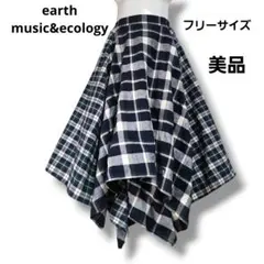 【美品】アースミュージック&エコロジー チェック柄イレギュラーヘムスカート P