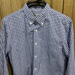 UNIQLO ネイビーとホワイトのギンガムチェック柄　長袖シャツ　M