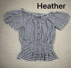 Heather ギンガムチェック オフショルダー ネイビー 2Way